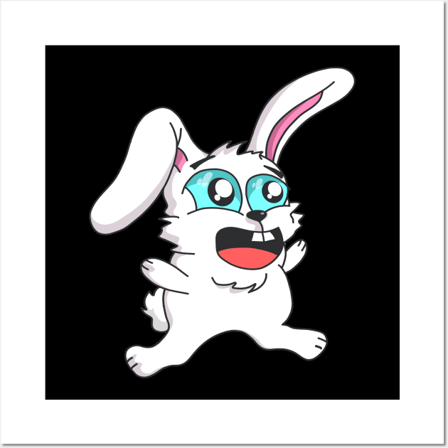 Funny Cartoon Bunny Cute Rabbit Wall Art by Foxxy Merch